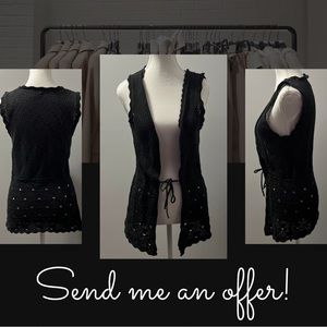 Woman’s Black Crochet Tank Top Cardigan